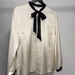 Brooks Brothers NWT Ivory Silk Blouse with Black Tie